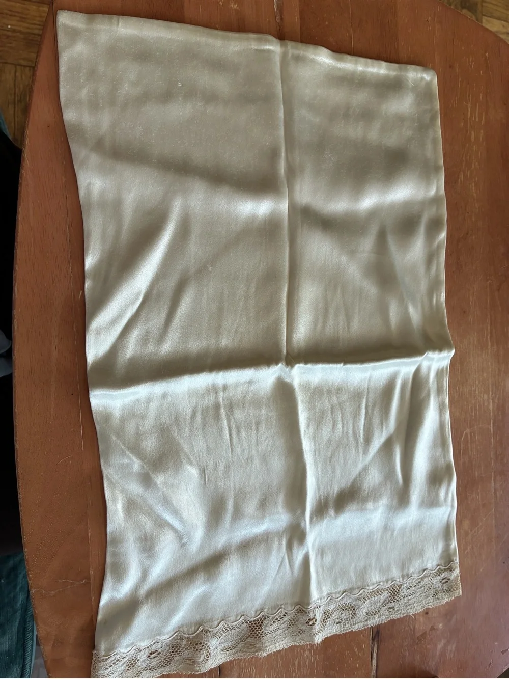 Silky Cream Pillowcase with Lace Trim